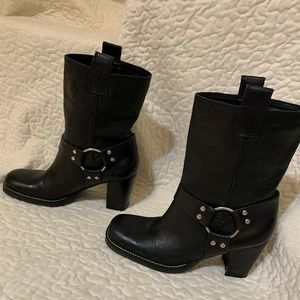 Mia leather harness boot heels